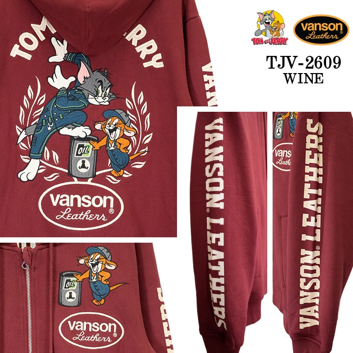 VANSON TOM&JERRY HOODIE F/Z PARKA バンソン トムとジェリー コラボ 裏毛 フーディー パーカー tjv-2609
