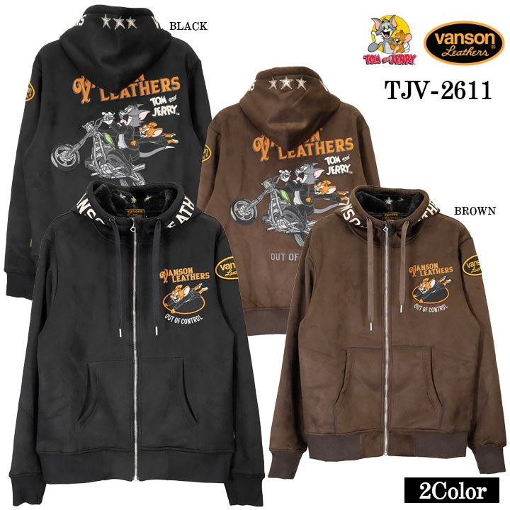 VANSON TOM&JERRY BONDING F/Z PARKA HOODIE バンソン トムとジェリー コラボ 裏ファー 起毛 ボンディング パーカー tjv-2611
