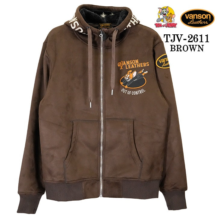 VANSON TOM&JERRY BONDING F/Z PARKA HOODIE バンソン トムとジェリー コラボ 裏ファー 起毛 ボンディング パーカー tjv-2611