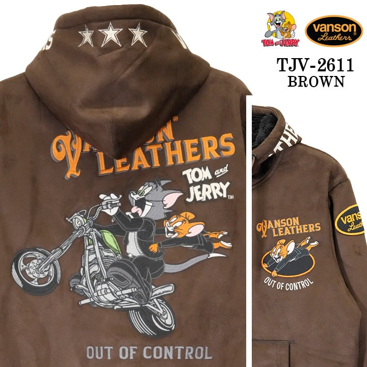 VANSON TOM&JERRY BONDING F/Z PARKA HOODIE バンソン トムとジェリー コラボ 裏ファー 起毛 ボンディング パーカー tjv-2611
