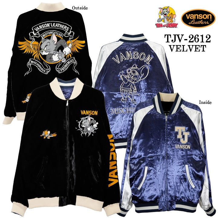 VANSON TOM&JERRY REVERSIBLE SOUVENIR JACKET VELVET SKA バンソン トムとジェリー リバーシブル スカジャン 別珍 ベルベット tjv-2612-1