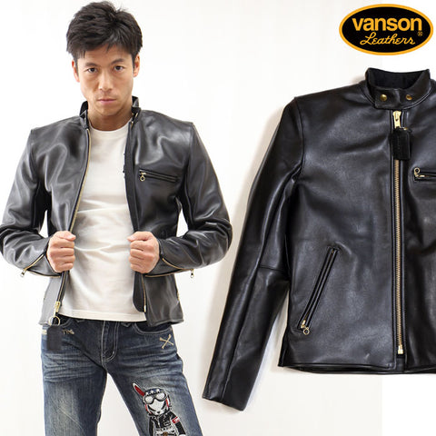 直販大阪 VANSON バンソン MODEL B シングルライダース ブラック TALON