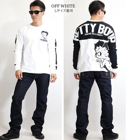 天竺切り替え長袖Tシャツ THE BRAVEMAN×BETTY BOOP bbb-2132