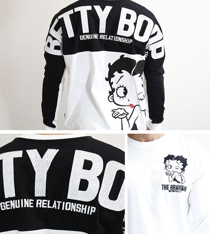 天竺切り替え長袖Tシャツ THE BRAVEMAN×BETTY BOOP bbb-2132