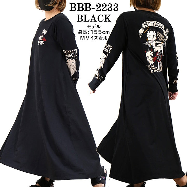 ベティ・ブープ 長袖ワンピース迷彩柄 ベア天竺 長袖ワンピース THE BRAVEMAN×BETTY BOOP ベティー