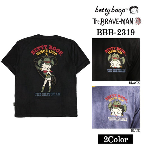 THE BRAVEMAN×BETTY BOOP ベティ・ブープ パイル生地 半袖Tシャツ bbb-2319