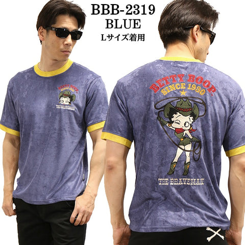 THE BRAVEMAN×BETTY BOOP ベティ・ブープ パイル生地 半袖Tシャツ bbb-2319