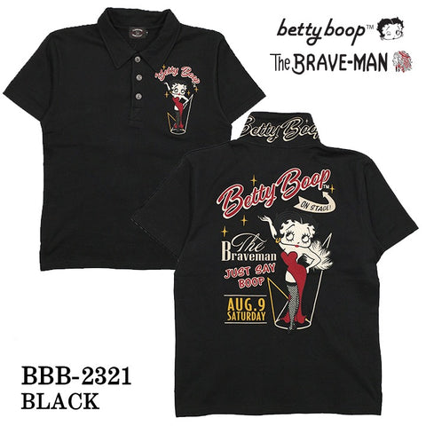 THE BRAVEMAN×BETTY BOOP ベティ・ブープ 天竺 半袖ポロシャツ bbb-2321
