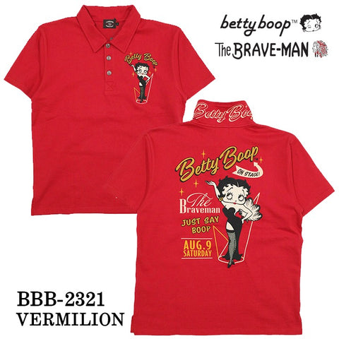 THE BRAVEMAN×BETTY BOOP ベティ・ブープ 天竺 半袖ポロシャツ bbb-2321