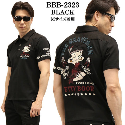 THE BRAVEMAN×BETTY BOOP ベティ・ブープ 半袖ポロシャツ bbb-2323