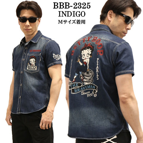 THE BRAVEMAN×BETTY BOOP ベティ・ブープ デニム半袖シャツ bbb-2325
