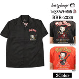 THE BRAVEMAN×BETTY BOOP ベティ・ブープ レーヨン 半袖 開襟シャツ bbb-2326