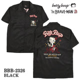 THE BRAVEMAN×BETTY BOOP ベティ・ブープ レーヨン 半袖 開襟シャツ bbb-2326