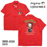 THE BRAVEMAN×BETTY BOOP ベティ・ブープ レーヨン 半袖 開襟シャツ bbb-2326