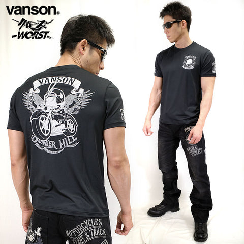 ドライ半袖Tシャツ VANSON×CROWS×WORST crv-2011