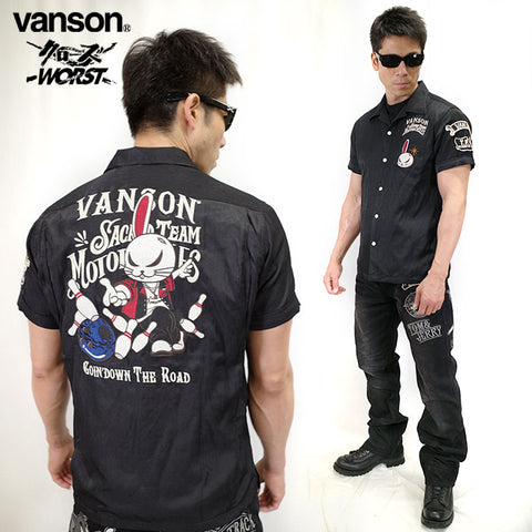 レーヨンボーリングシャツ VANSON×CROWS×WORST crv-2012
