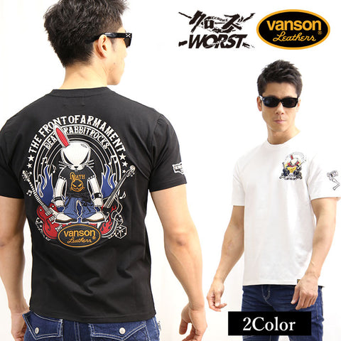 ベア天竺半袖Tシャツ VANSON×CROWS×WORST crv-2020