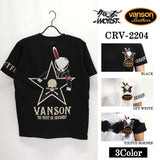 天竺半袖Tシャツ VANSON×CROWS×WORST バンソン 武装戦線 コラボ デスラビット 刺繍 crv-2204