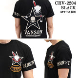 天竺半袖Tシャツ VANSON×CROWS×WORST バンソン 武装戦線 コラボ デスラビット 刺繍 crv-2204