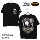 天竺半袖Tシャツ VANSON×CROWS×WORST バンソン 武装戦線 コラボ デスラビット 刺繍 crv-2205