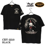 天竺半袖Tシャツ VANSON×CROWS×WORST バンソン 武装戦線 コラボ デスラビット 刺繍 crv-2210