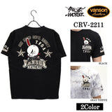 天竺半袖Tシャツ VANSON×CROWS×WORST バンソン 武装戦線 コラボ デスラビット 刺繍 crv-2211