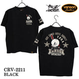 天竺半袖Tシャツ VANSON×CROWS×WORST バンソン 武装戦線 コラボ デスラビット 刺繍 crv-2211