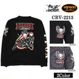 天竺長袖Tシャツ VANSON×CROWS×WORST バンソン 武装戦線 コラボ ロンT デスラビット crv-2213