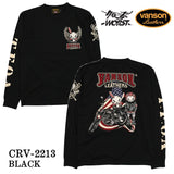 天竺長袖Tシャツ VANSON×CROWS×WORST バンソン 武装戦線 コラボ ロンT デスラビット crv-2213