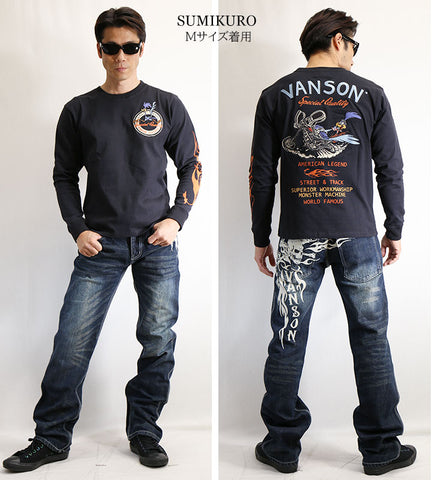 天竺長袖Tシャツ VANSON×LOONEY TUNES ltv-2201