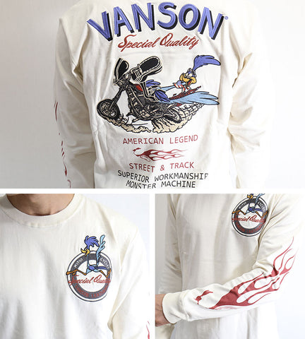 天竺長袖Tシャツ VANSON×LOONEY TUNES ltv-2201