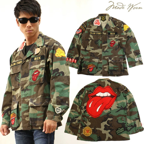 MADE WORN ROLLING STONES CUSTOM CAMOUFLAGE MILITARY JACKET ミリタリージャケット シャツ mwrs1215j