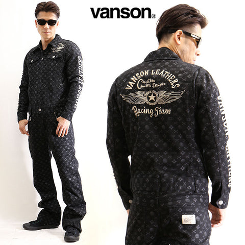 VANSON（バンソン）デニム刺繍オールインワン つなぎ フライングスター