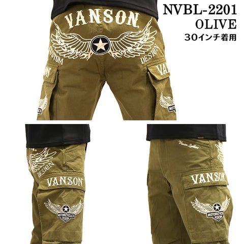 刺繍カーゴパンツ VANSON バンソン ボトムス メンズ nvbl-2201