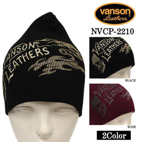 VANSON バンソン コットンワッチキャップ ニット帽 帽子 スカル 髑髏 nvcp-2210