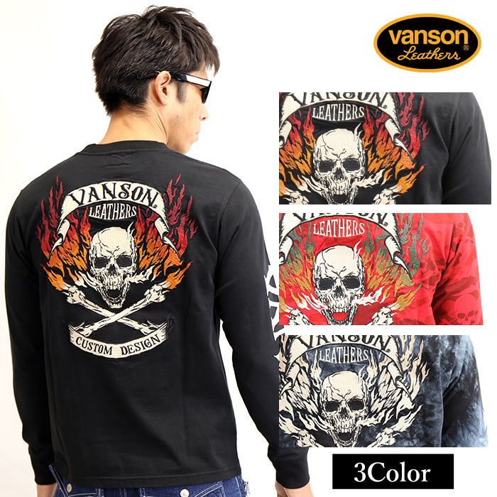 VANSON（バンソン）天竺長袖Tシャツ スカル ドクロ nvlt-2016