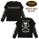 天竺 フェイク袖 長袖Tシャツ VANSON バンソン メンズ フェイクロンTee nvlt-2211