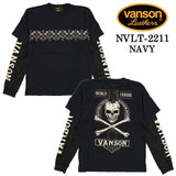 天竺 フェイク袖 長袖Tシャツ VANSON バンソン メンズ フェイクロンTee nvlt-2211