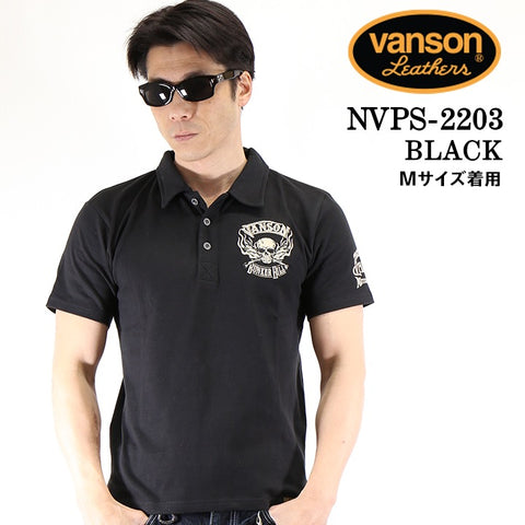 【Vanson】バンソン 半袖ポロシャツ Mサイズ お洒落 スカル