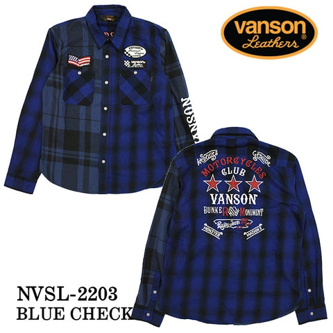 マルチカラーチェックシャツ VANSON バンソン 長袖シャツ メンズ nvsl-2203