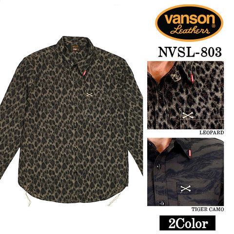 VANSON バンソン 長袖シャツ ワンポイントツイルシャツ nvsl-803-n