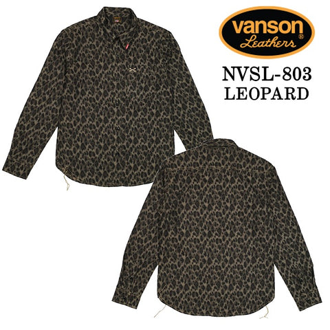 VANSON バンソン 長袖シャツ ワンポイントツイルシャツ nvsl-803-n