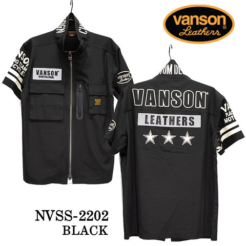 ストレッチ 半袖シャツ VANSON バンソン nvss-2202