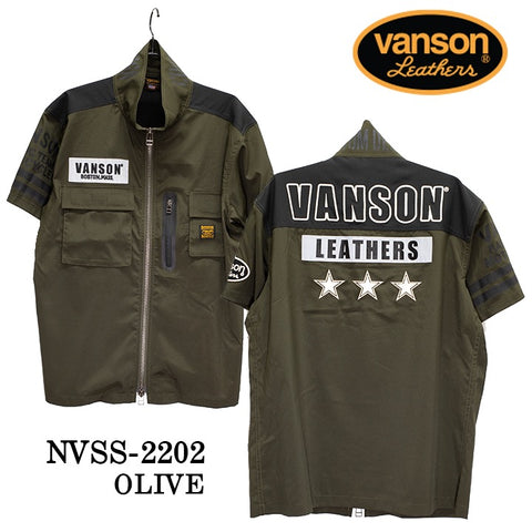 ストレッチ 半袖シャツ VANSON バンソン nvss-2202