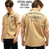 VANSON バンソン T/Cツイル 半袖 ストライプシャツ nvss-2305