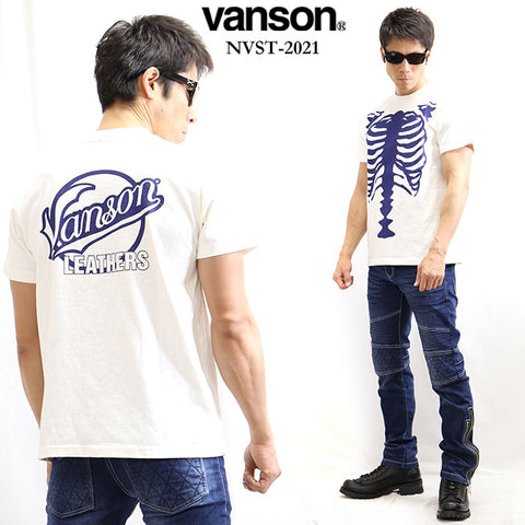VANSON（バンソン）USA製半袖Tシャツ ボーン nvst-2021