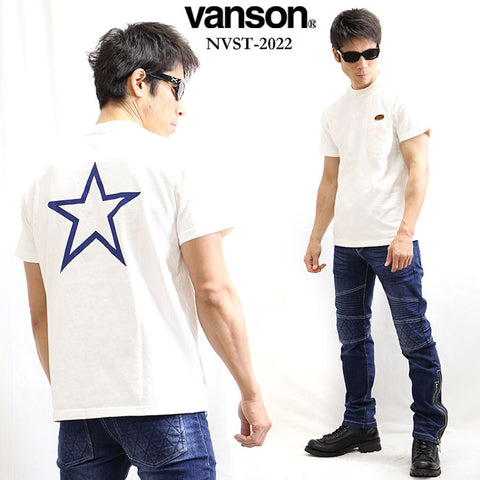 VANSON（バンソン）USA製半袖Tシャツ ポケット付き ワンスター nvst-2022