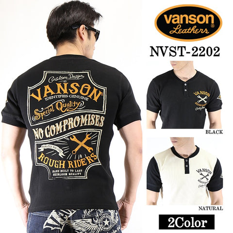 VANSON（バンソン）サーマルヘンリーネック半袖Tシャツ nvst-2202