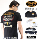 VANSON（バンソン）天竺 半袖Tシャツ フライングウィール ロゴ nvst-2211