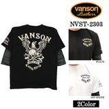 VANSON バンソン ベア天竺 7分フェイク袖TEE 半端丈Tシャツ nvst-2303